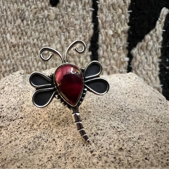 ❤️ Red Dahlia Kingman Turquoise 925 Dragonfly Ring Navajo Southwestern Size 7.75 - Picture 3 of 14